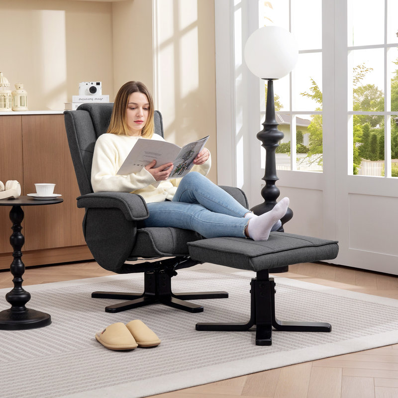 87cm Wide Swivel Standard Recliner, Linen