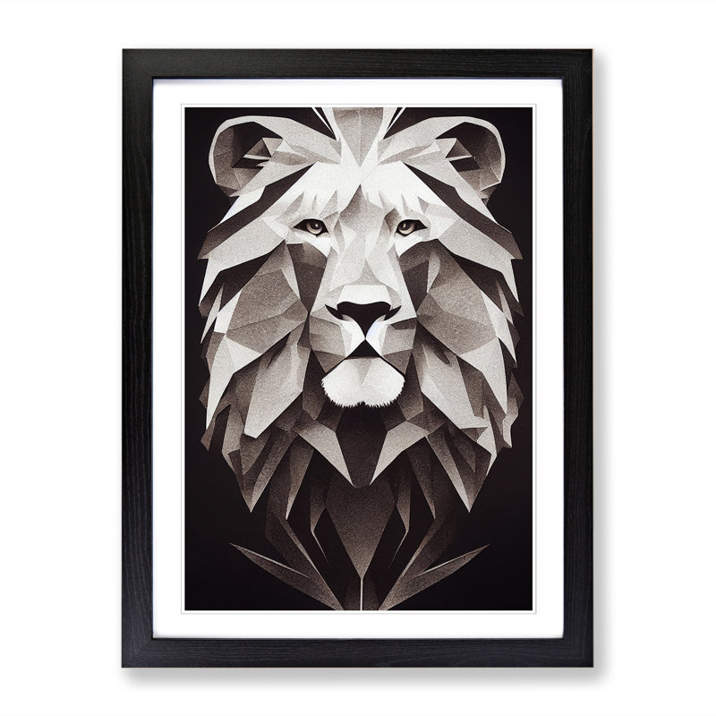 Lion Fantasy - Picture Frame Print, 64cm H x 46cm W x 2cm D, Black