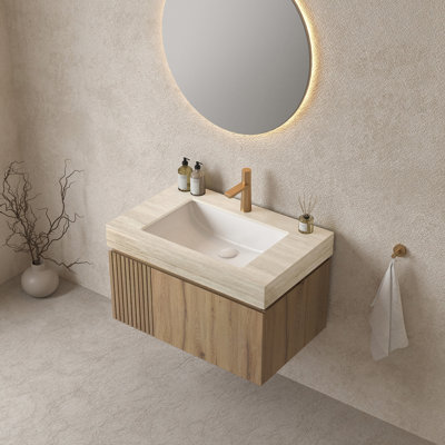 Armoire 30 po en contreplaqué de grain de bois de chêne blanc avec portes doubles et un tiroir, sans couvercle et sans couvercle
