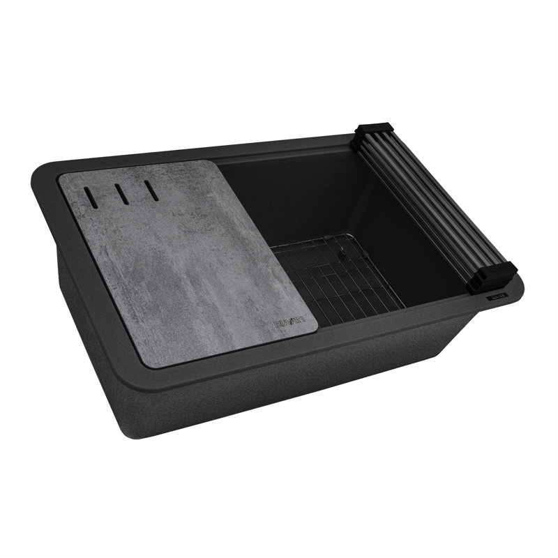 29.5'' L Double Bowl Granite Kitchen Sink, Urban Gray