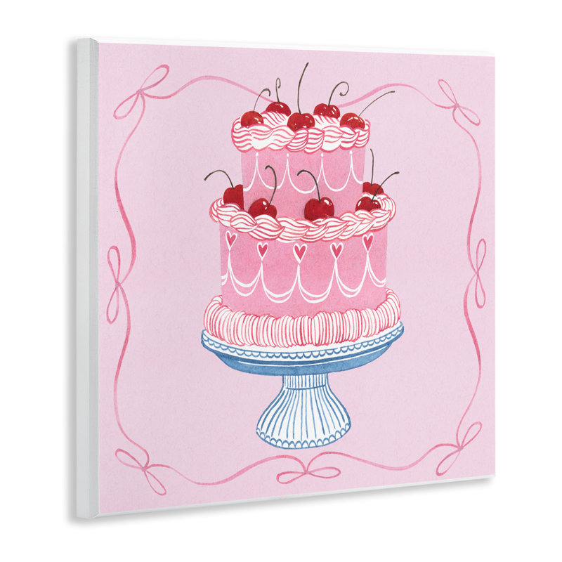 Plaque murale romantique avec cerise rose, design par Grace Popp
