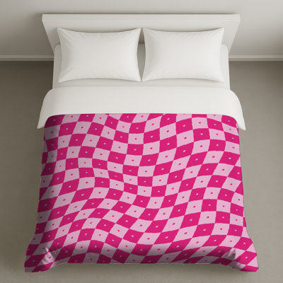 Housses de couette rose à carreaux ondulés