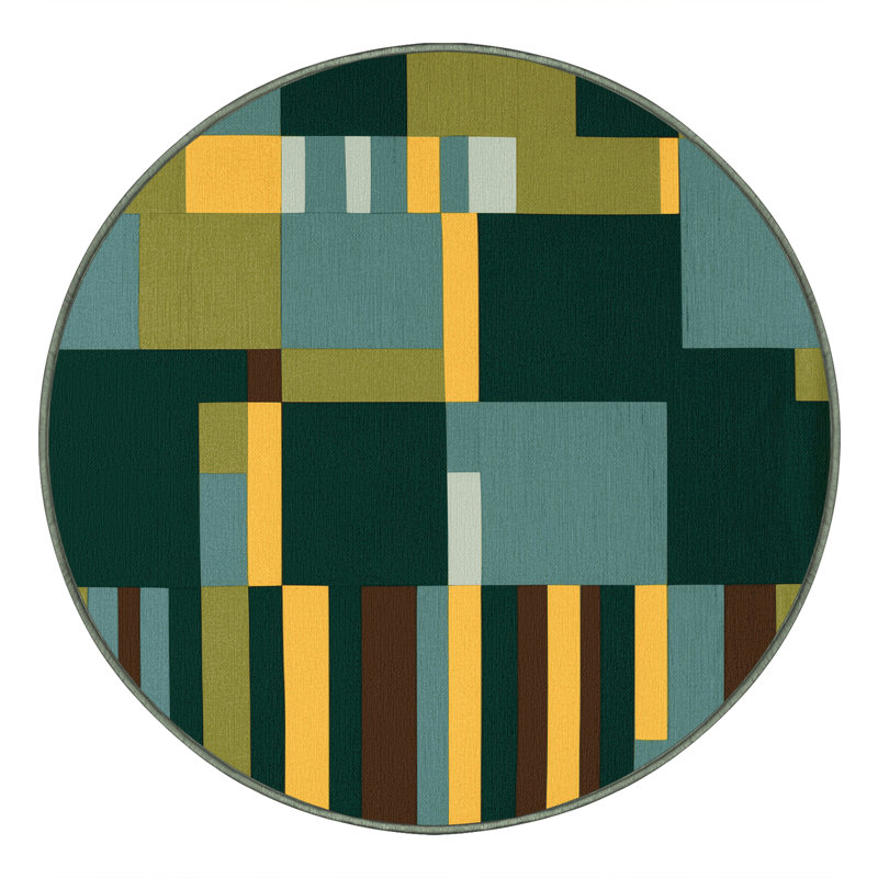 Pixelated Patches Rug, Round 8'