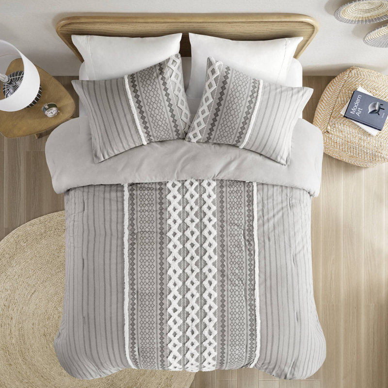 Ensembles de literie de luxe en coton, chenille géométrique, décor de chambre à coucher moderne