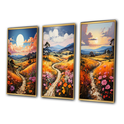 " Farm Summer Fauvist Field " 3 - Pieces