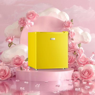 WANAI 1.7 Cu.Ft Mini Fridge with Freezer, Small Fridge with 7 Adjustable Thermostat, Single Door Compact Refrigerator for Bedroom, Dorm, Office, Apartment