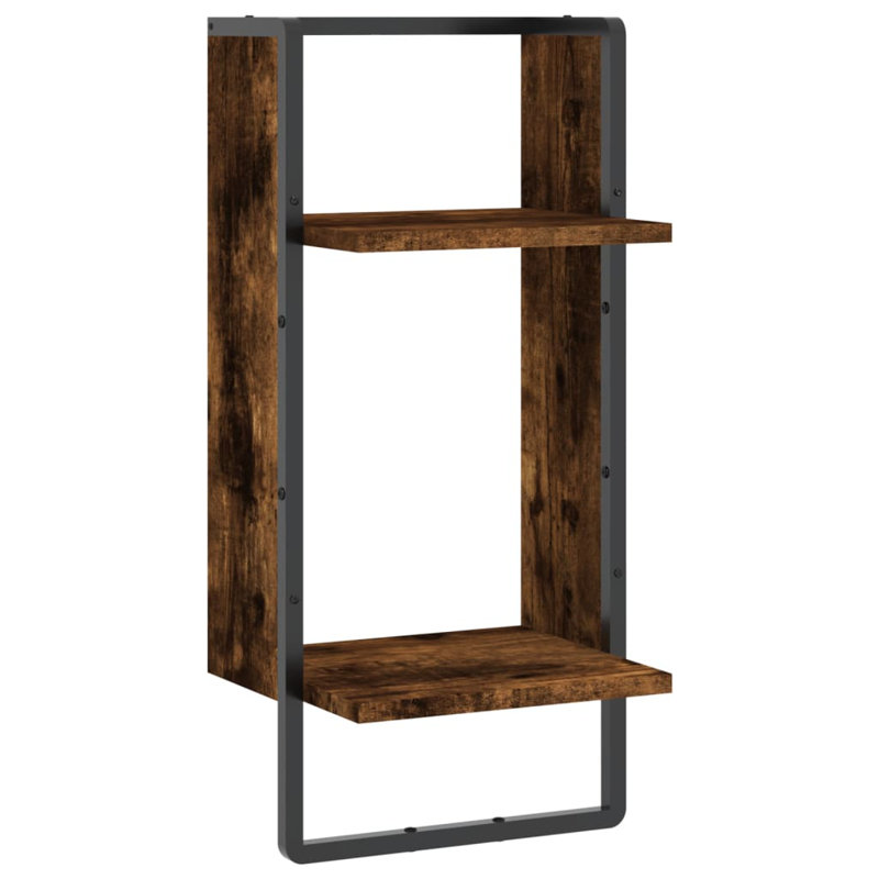 vidaXL Wall Shelf with Bar Floating Storage Display Shelf Rack for Living Room, Brown/Black