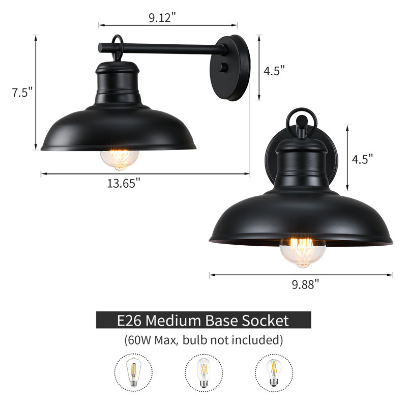  10” Black Outdoor Wall Lights (set of 2)