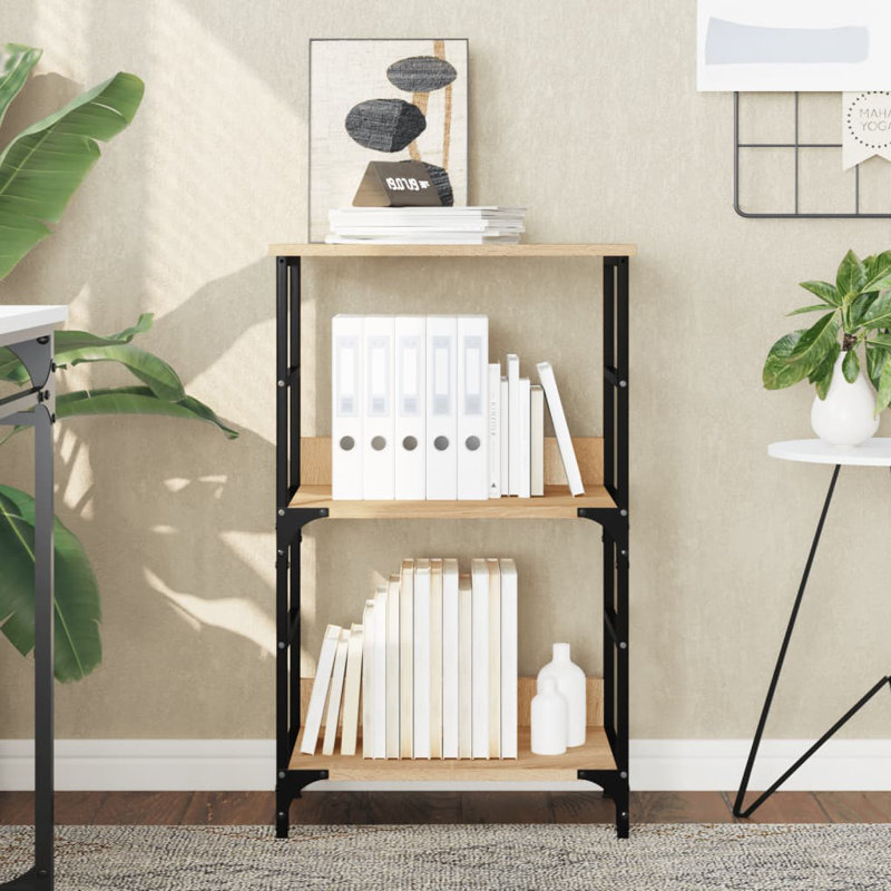 Holweg 50cm W Steel Standard Bookcase, Sonoma Oak, (2 Shelves) 82 cm H x 50cm W x 33cm D