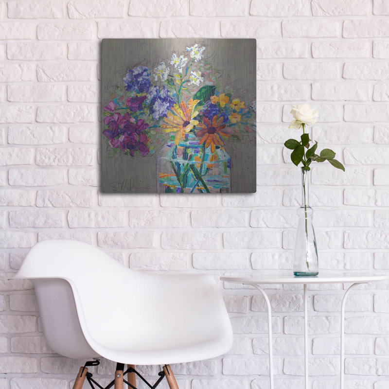 Art mural en métal Winston Porter «Lézard Bouquet» par St Hilaire Elizabeth, H 24 po x l 24 po