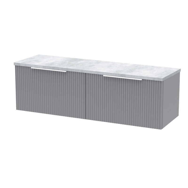 Fluted 121.5cm Double Bathroom Vanity Base Only, Satin Grey