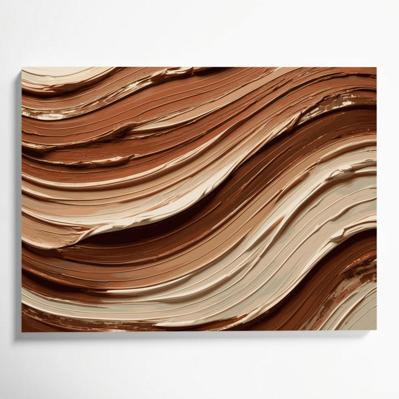 Art mural horizontal sur toile rayée argile crème, H 11 po x l 14 po
