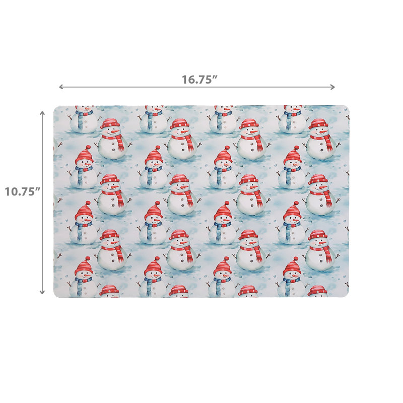 Napperon en plastique multicolore bonhomme de neige - ensemble de 12