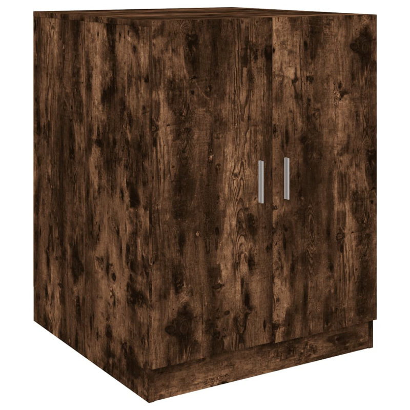 Awab Solid Wood Linen Cabinet, Smoked Oak