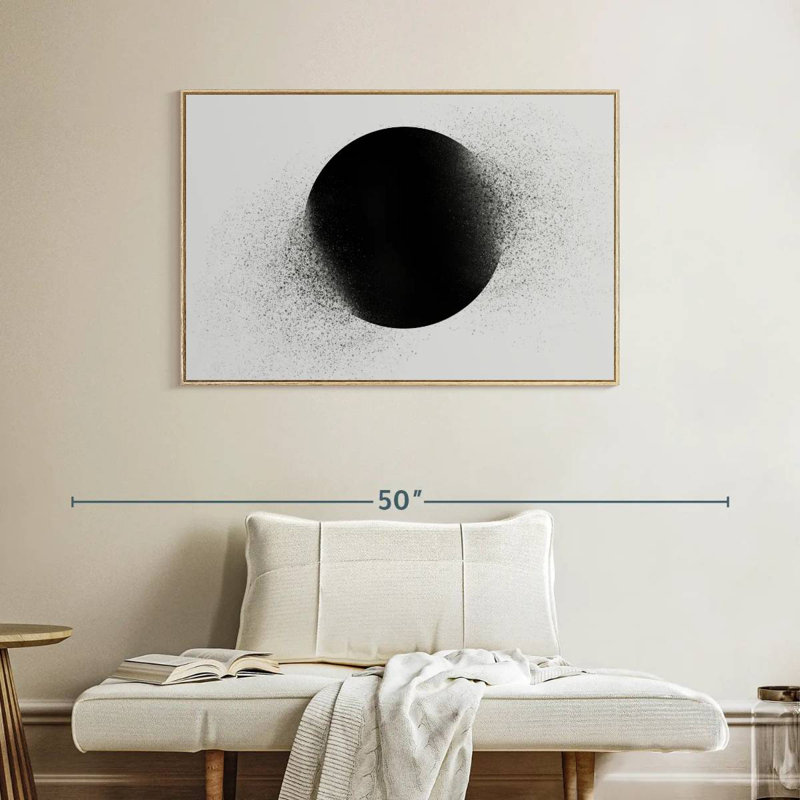 Cercle géométrique Prieto, Cadre flottant en bois naturel, 40 po x 27 po