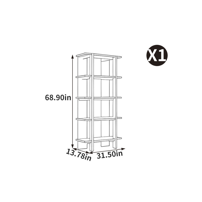 American Style Creative Display Bookcase, (4 Shelves) 68.9"H x 31.5"W x 13.78"D