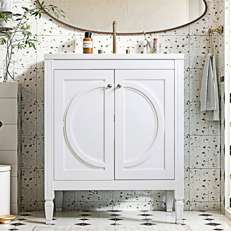 Meuble-lavabo vintage avec lavabo en céramique