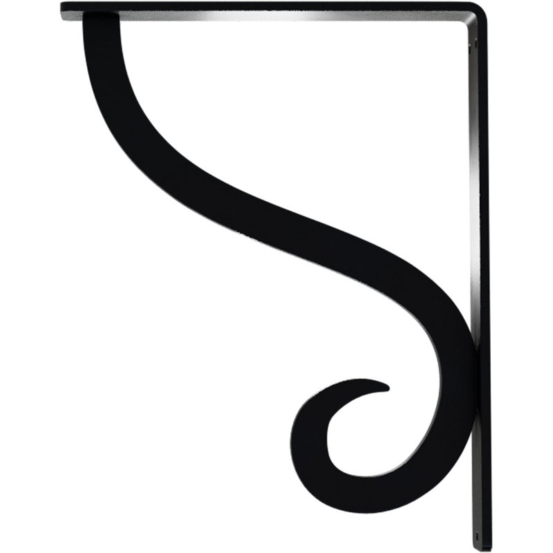 Support simple en fer forgé Ashford, H 10 po x l 1,5 po x P 7,5 po, Noir