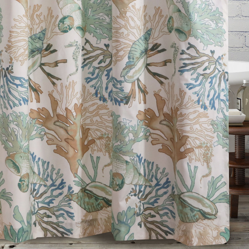 Atlantis Seashell Single Shower Curtain, Jade