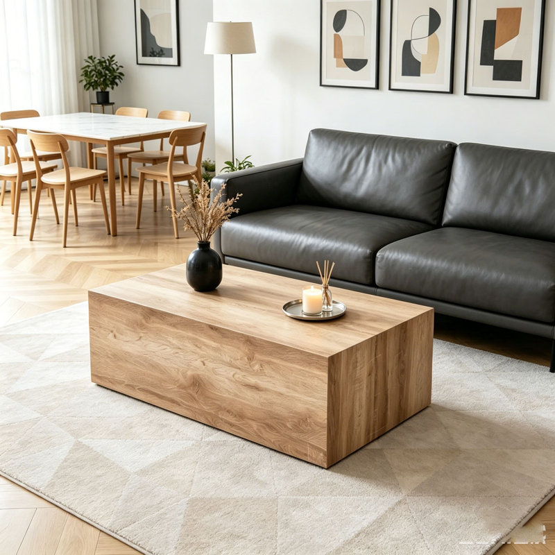 Table basse, table d'appoint en bois aggloméré de style naturel, Natural Wood