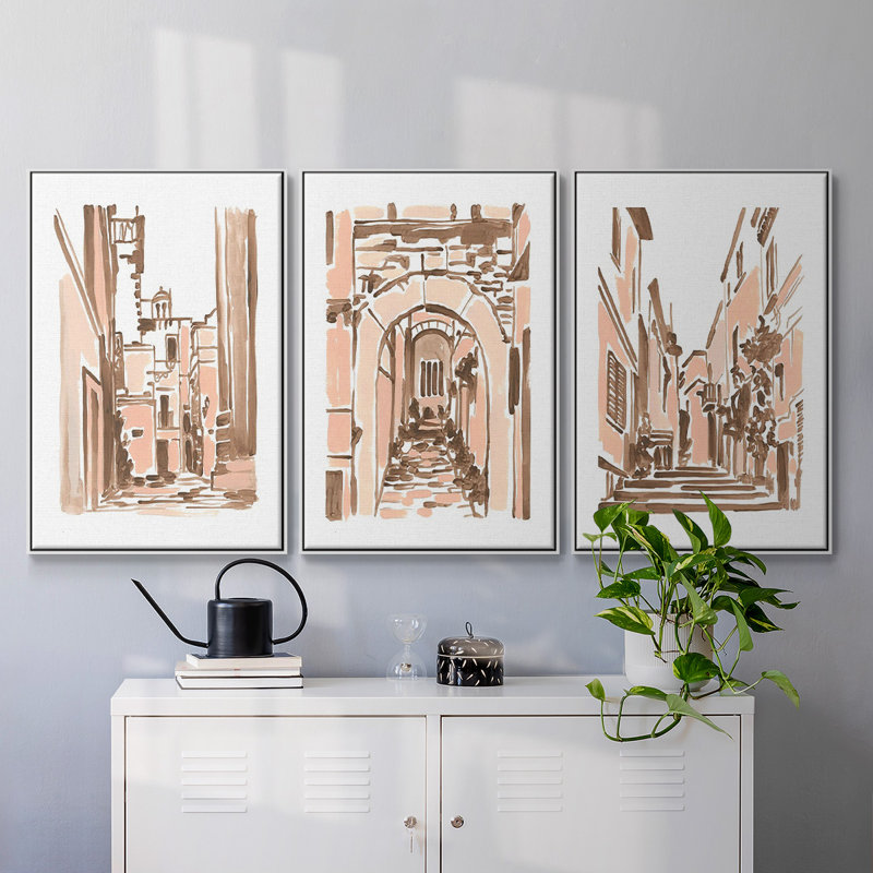 Ensemble de 3 toiles tendues Blush, Blanc, H 40 po x l 78 po
