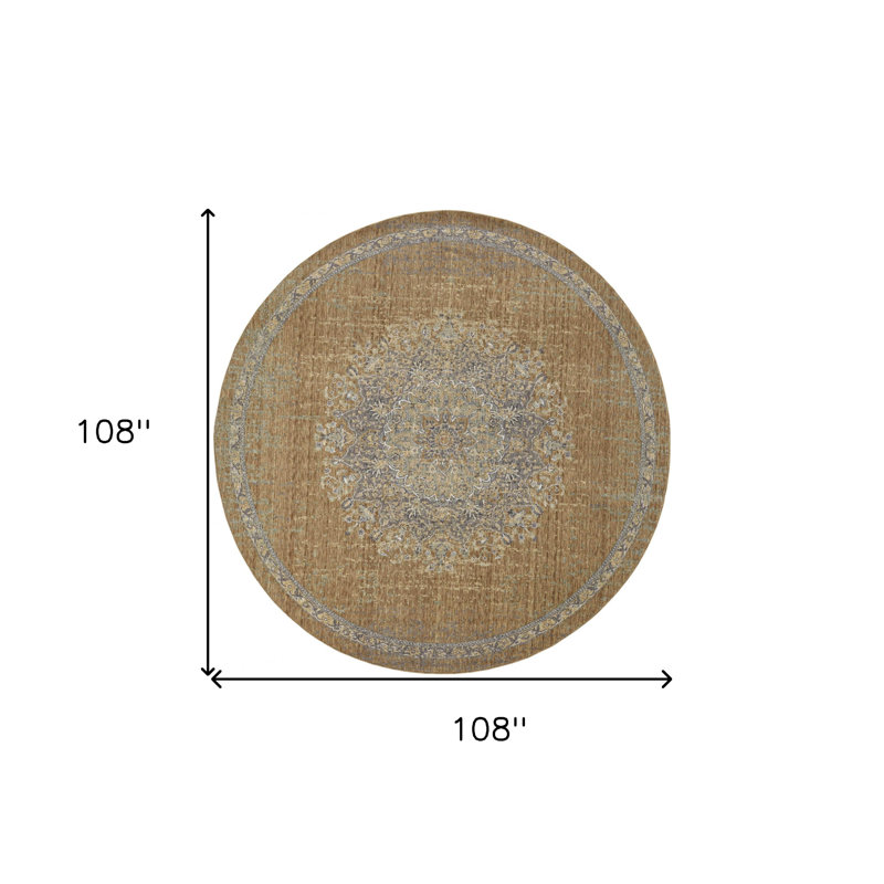 Tapis rond vieilli 9 pi