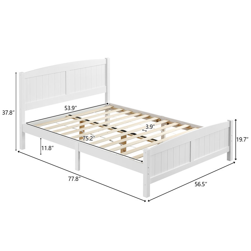 Heffron Solid Wood Bed, White, Full