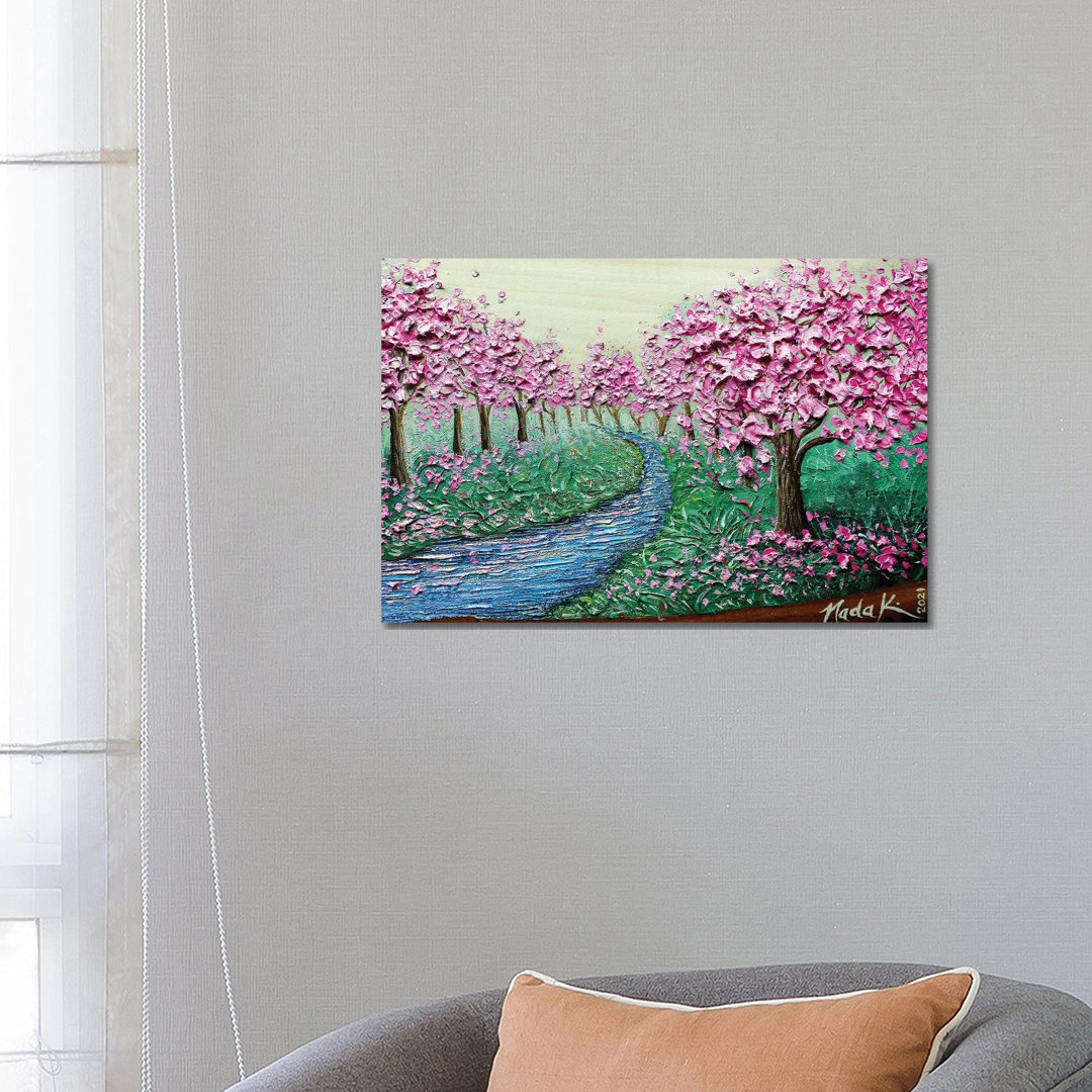 A Bloom In Flow - Hot Pink Magenta von Nada Khatib - Galerie-verpackte Leinwand Giclée auf Leinwand