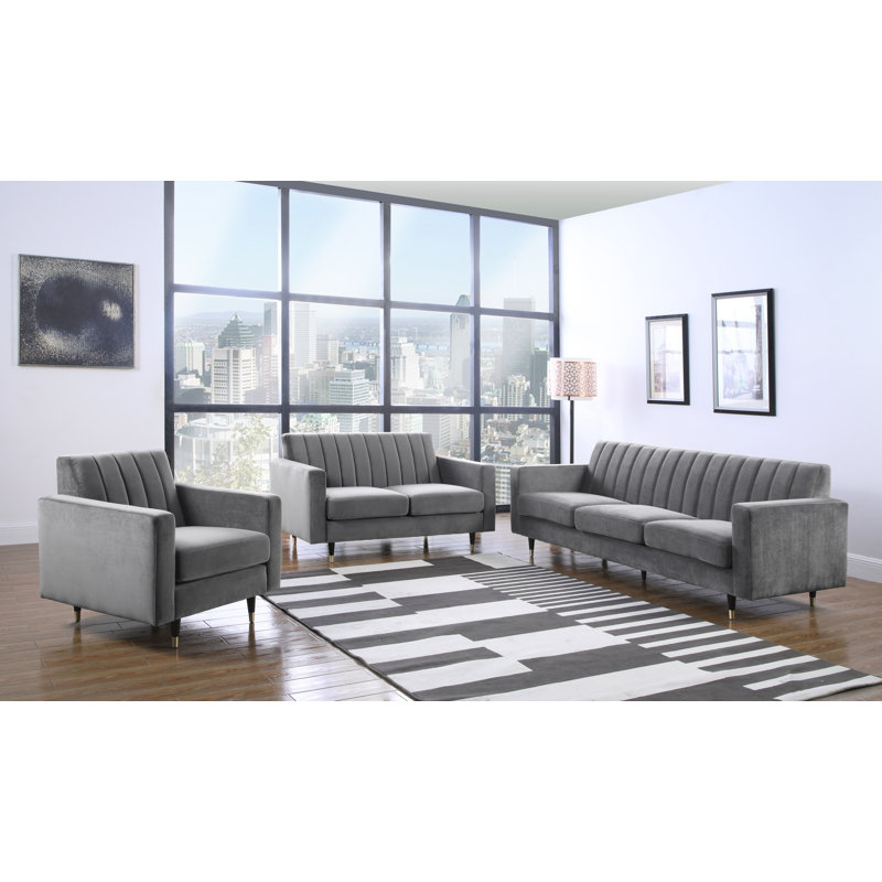 Canapé Conn, Velours gris