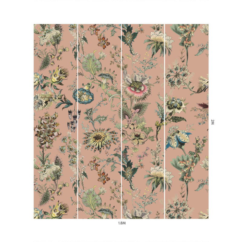 Flora Fantasia 9.84" L x 70.87" W Wallpaper Roll, Bisque Pink