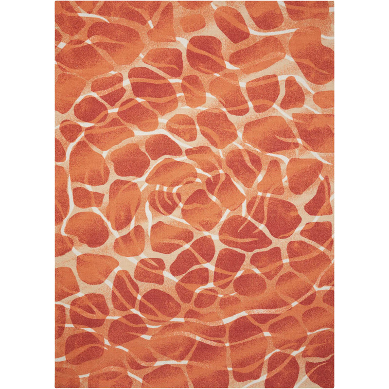 Tapis orange traditionnel Ermelinda, Rectangle 5 pi 3 po x 7 pi 5 po