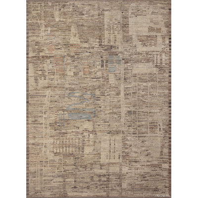 Tapis nomade moderne et unique à motif abstrait terreux contemporain One-of-a-Kind