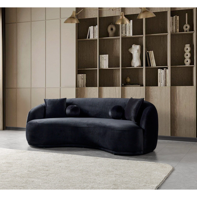 CanapÃ© en velours aux lignes arrondies, Black