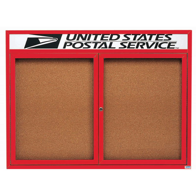 AARCO No Cork Metal Bulletin Board, 36" H x 48" W, Powder Coated Red, Two