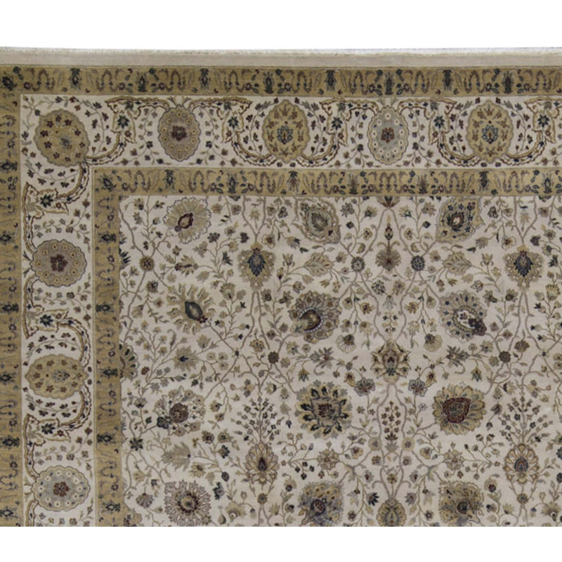 Tapis ivoire noué à la main de haute qualité