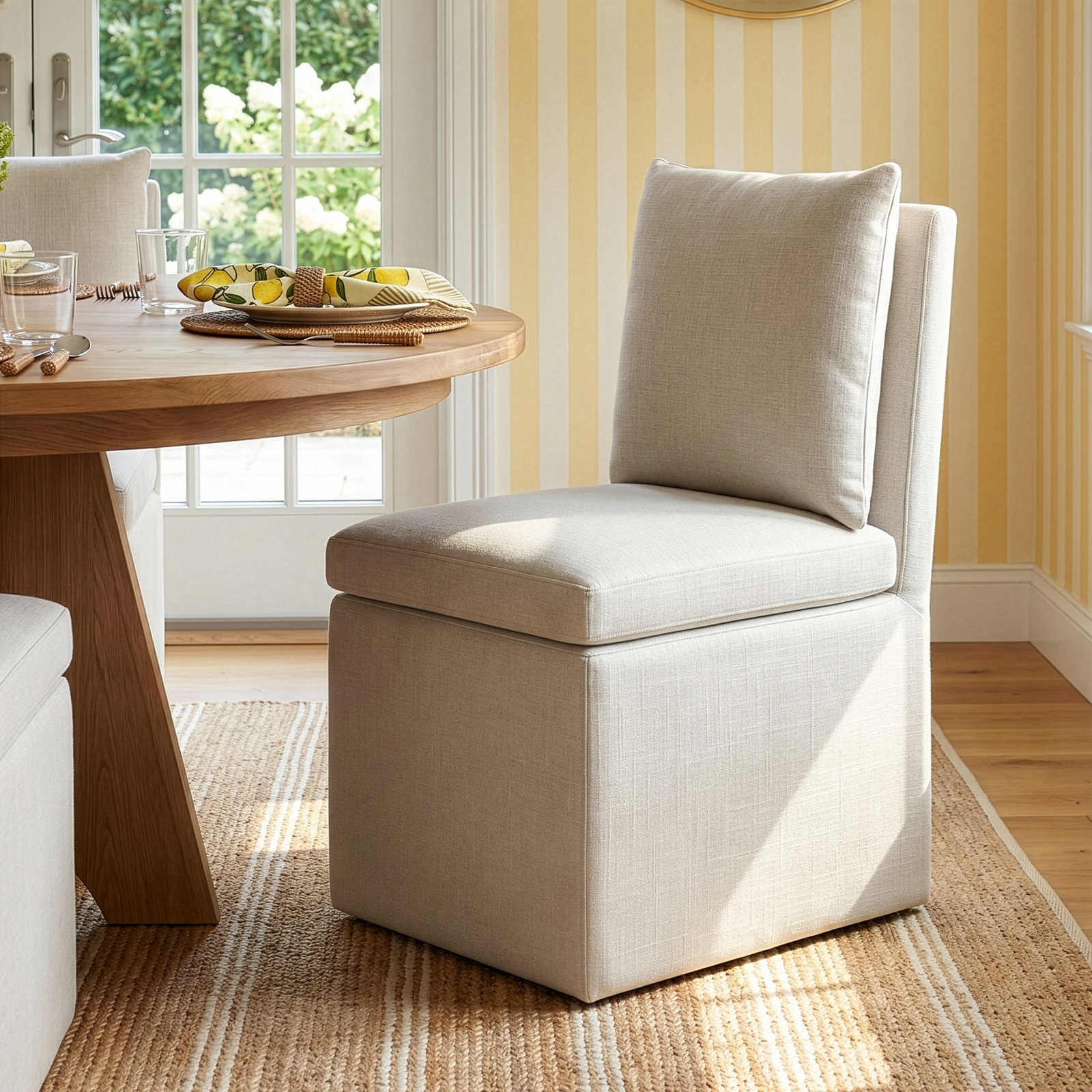 Alayaa Linen Side Chair, Brick Polyester