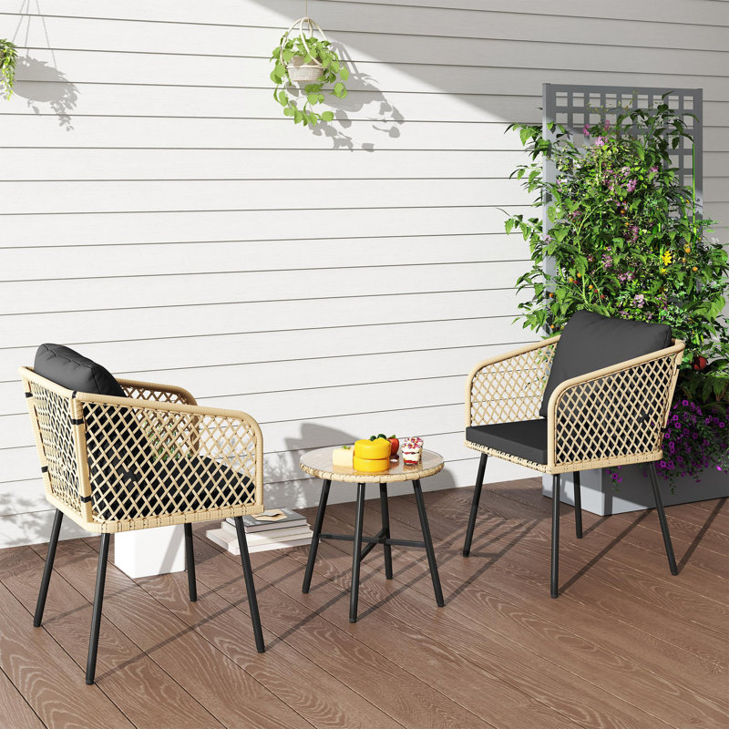 Patio Dining Set with, Black, Brown