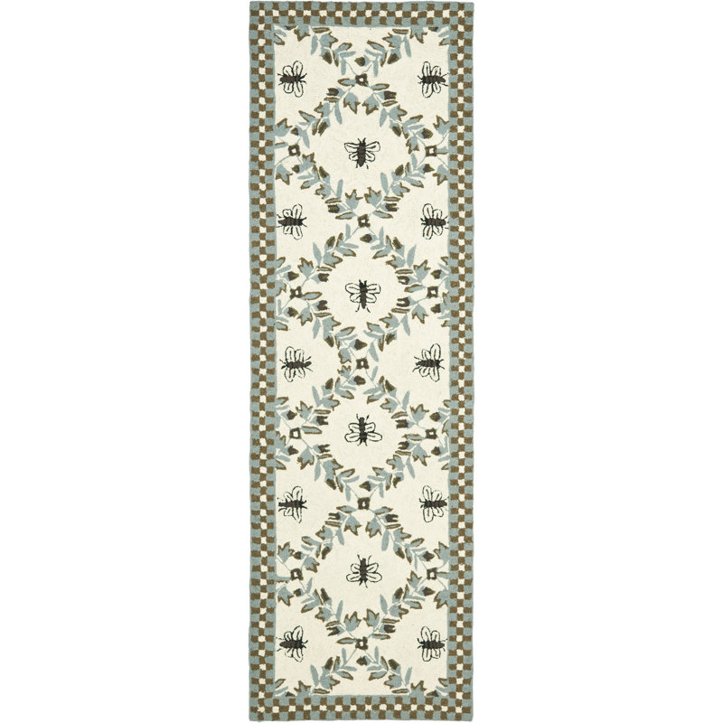 Hollander Floral Handmade Tufted Wool Ivory Area Rug, Runner 2'6" x 6'