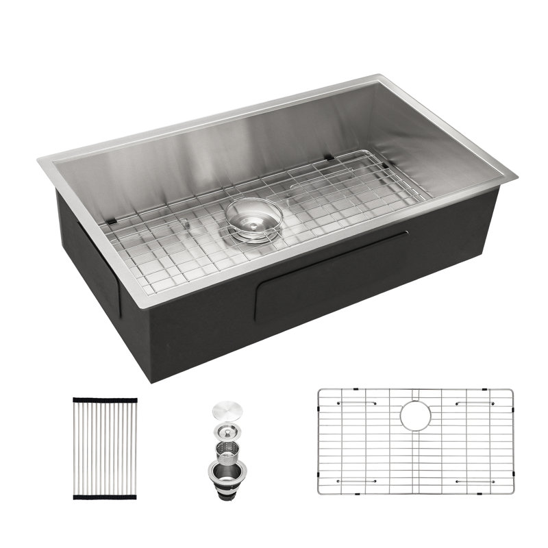33 Inch Undermount Sink - 33"X19"X9" Undermount Stainless Steel Kitchen Sink 16 Gauge 9 Inch Deep Single Bowl Kitchen Sink Basin