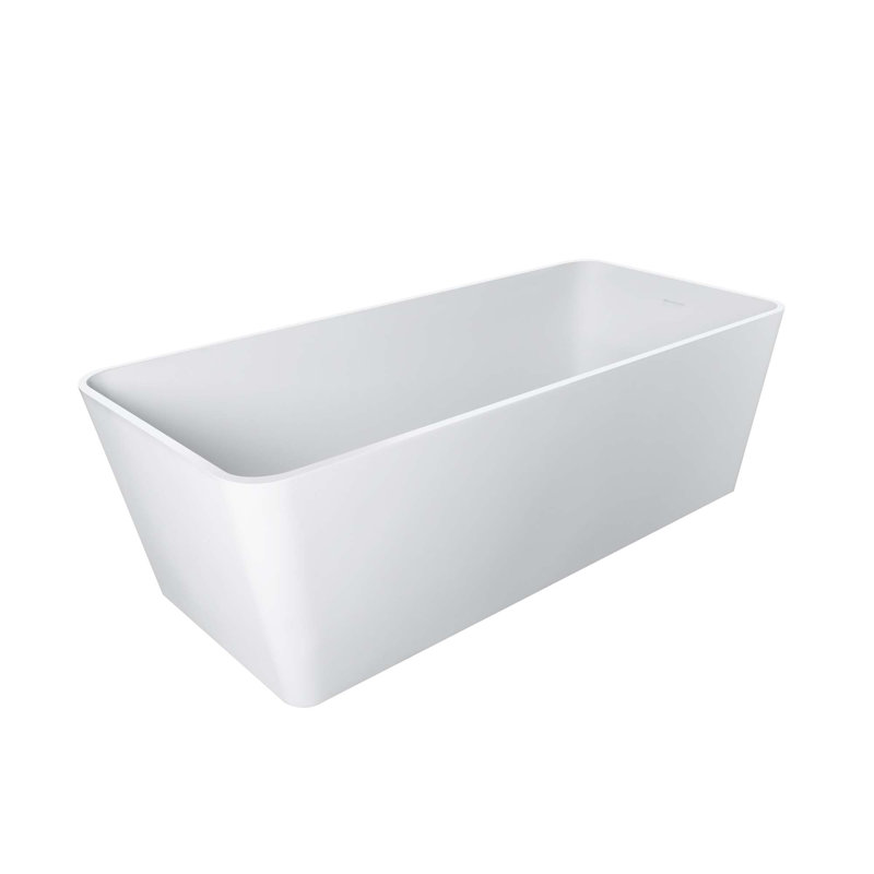 67" Freestanding Rectangular Solid Surface Soaking Bathtub For Bathroom