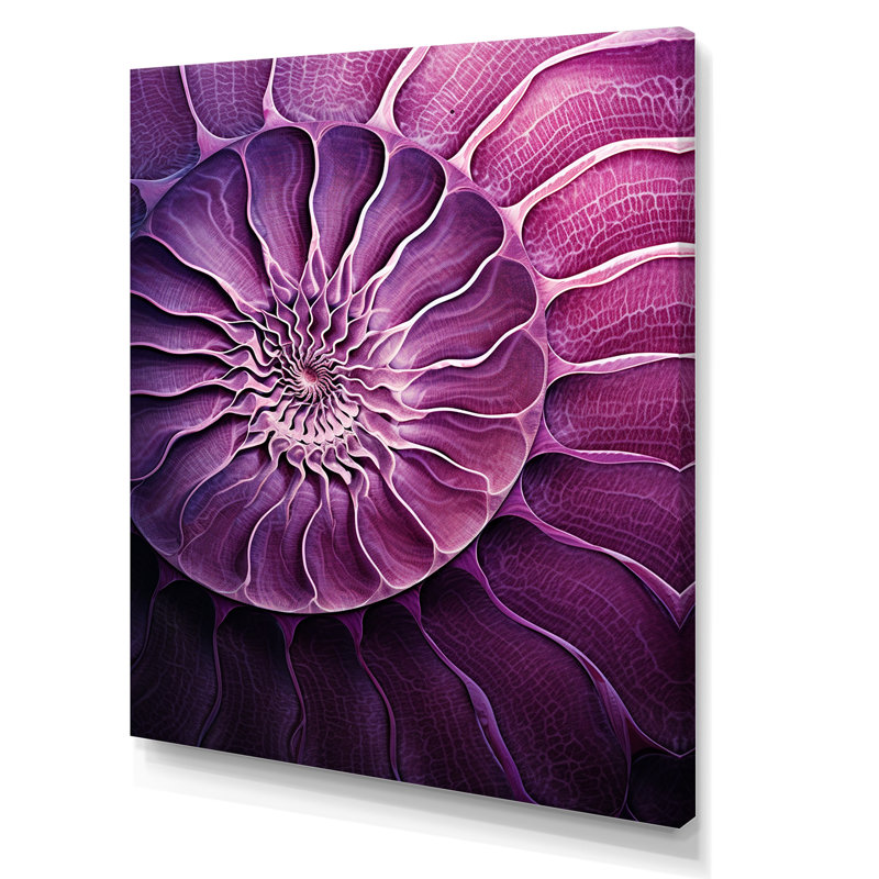 Nautilus prune coquillages I sur toile, H 32 po x l 16 po x P 1 po, Toile tendue
