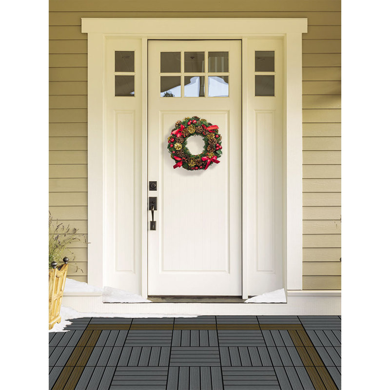 12'' L x 12'' W Plastic Interlocking Deck Tile in Walnut Brown