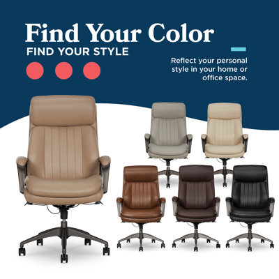 Fauteuil de bureau La-Z-Boy® Nova, technologie brevetée AIR ergonomique Support Technology, haut confort et soutien haut de gamme, cuir synthétique végétalien