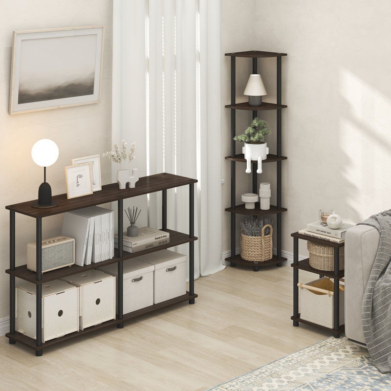 Telise 29.46cm W Manufactured Wood Shelving Unit, Brown Grain/Black