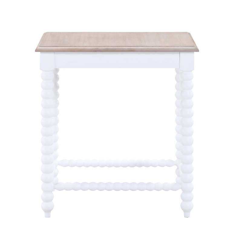 Evvie White and Natural Square End Table