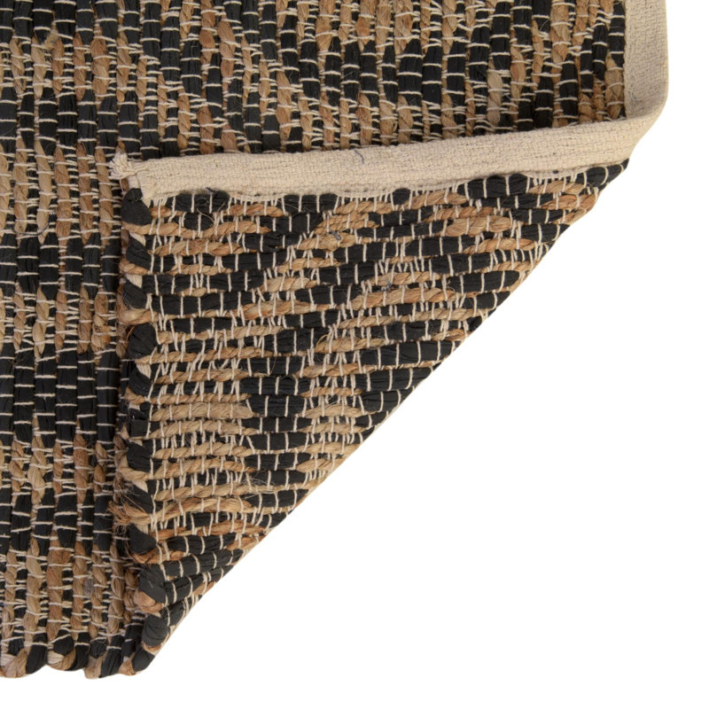Tapis géométrique en jute / coton tissé à plat à la main Ameriya, Chemin de table 1 pi 2 po x 8 pi