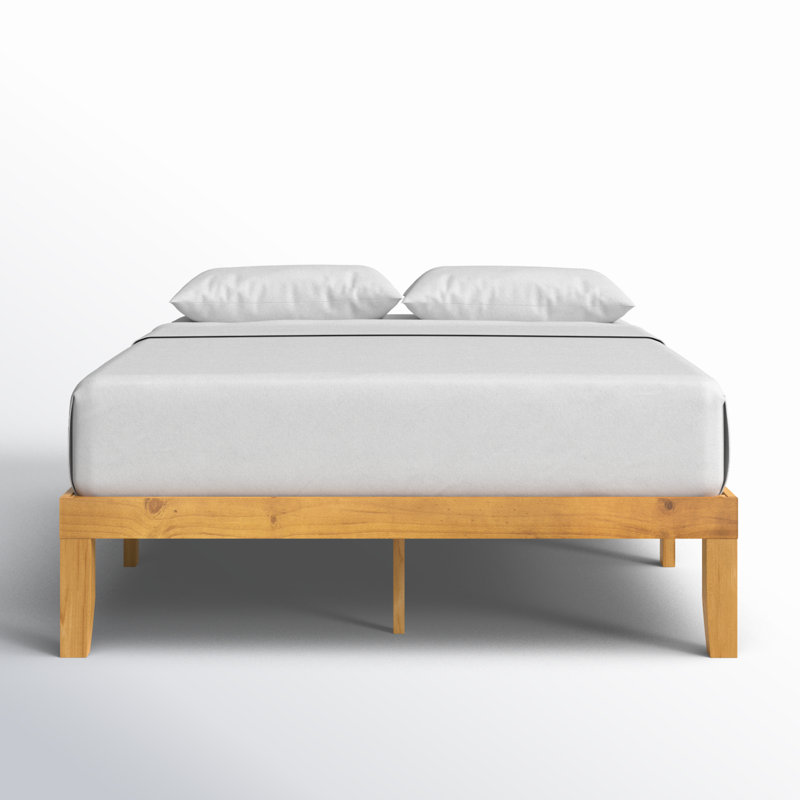 Solid Wood Platform Bed, Queen, Brown