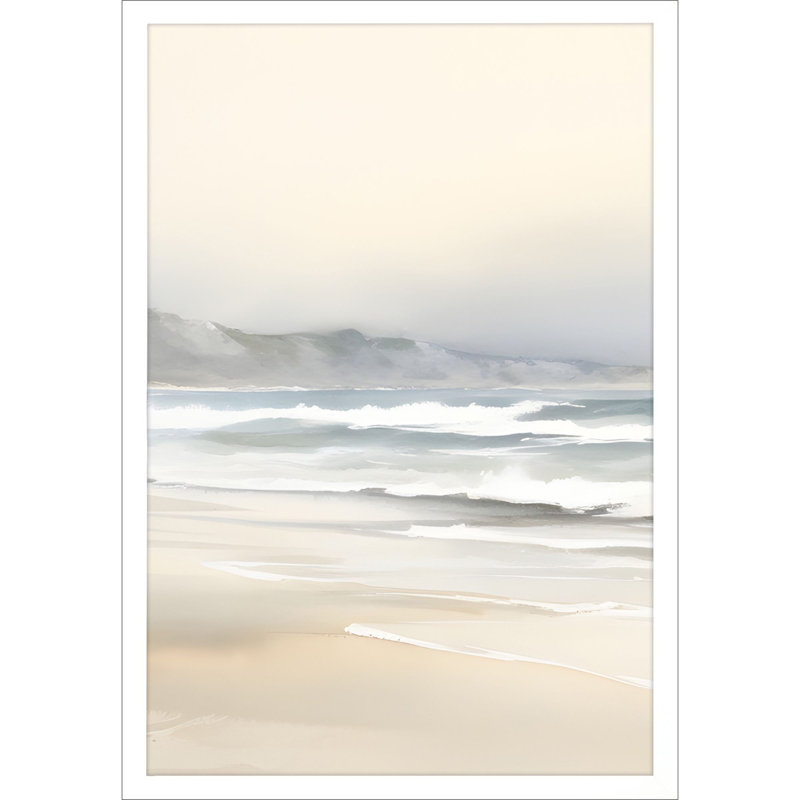 «Ocean Breeze I», art mural blanc encadré