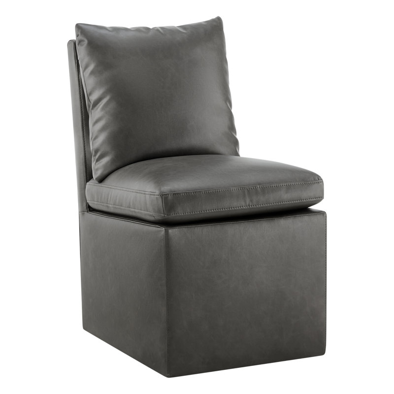 Alayaa Upholstered Side Chair, Gray Faux Leather