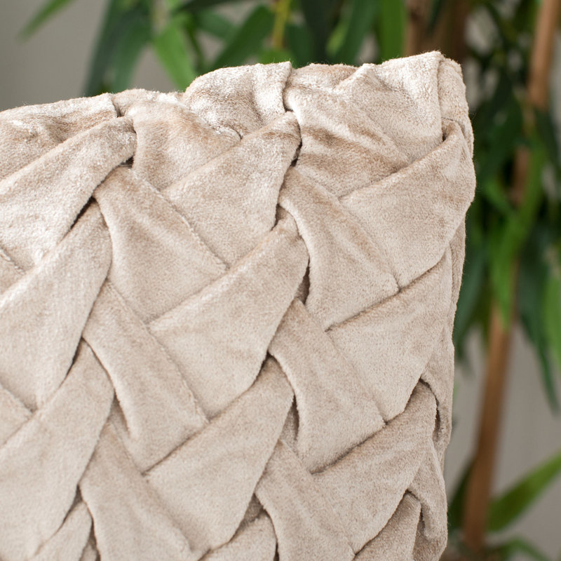 Velvet Reversible Throw Pillow, Beige
